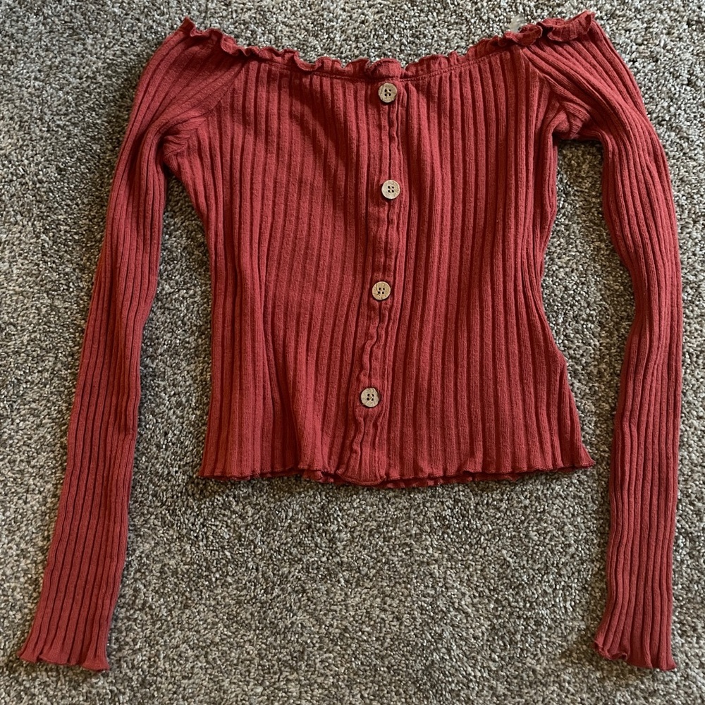 Coral, Off-the-Shoulder Crop Top